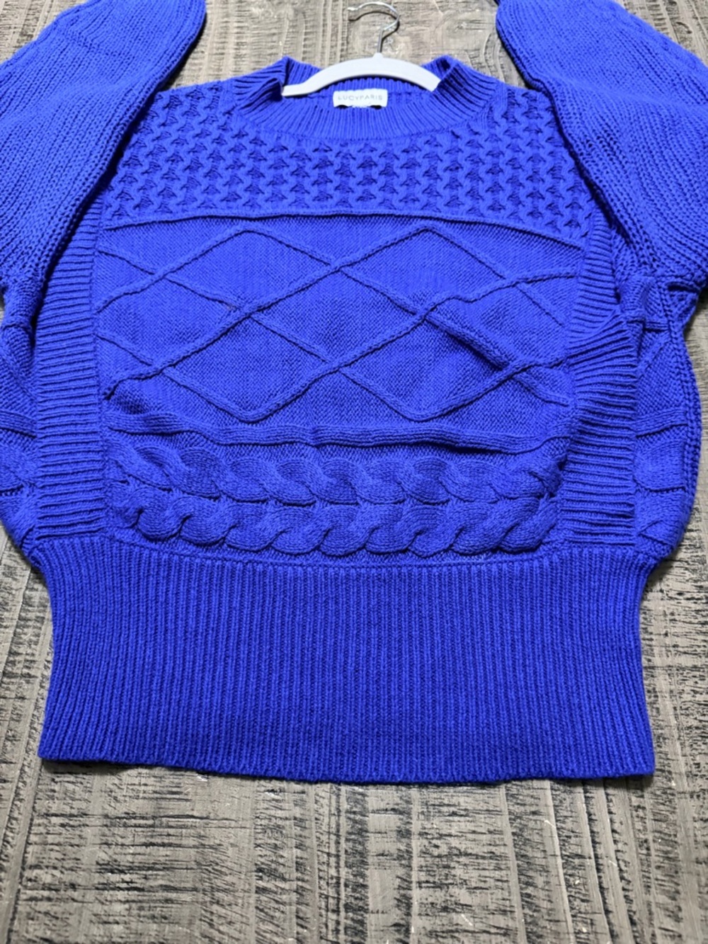 Lucy Paris Royal Blue Textured Cable Knit Sweater - Picture 3 of 9